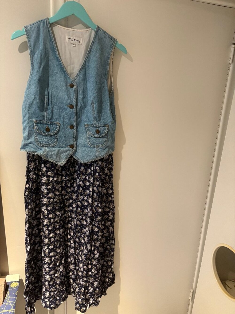 90s Denim and Floral Midi Dress